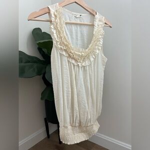 Ivory sleeveless silky top